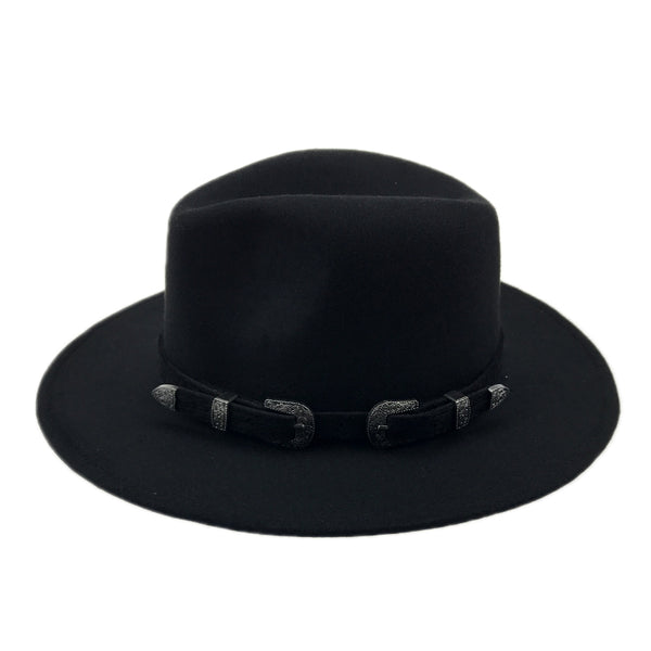 Wool Fedora Hat with Belt