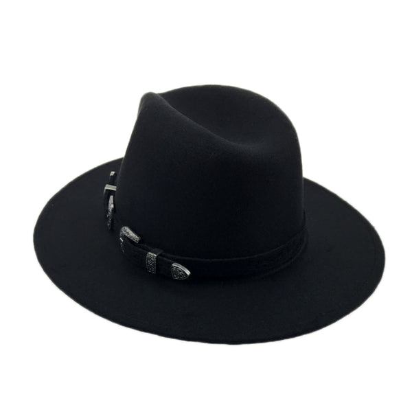Wool Fedora Hat with Belt