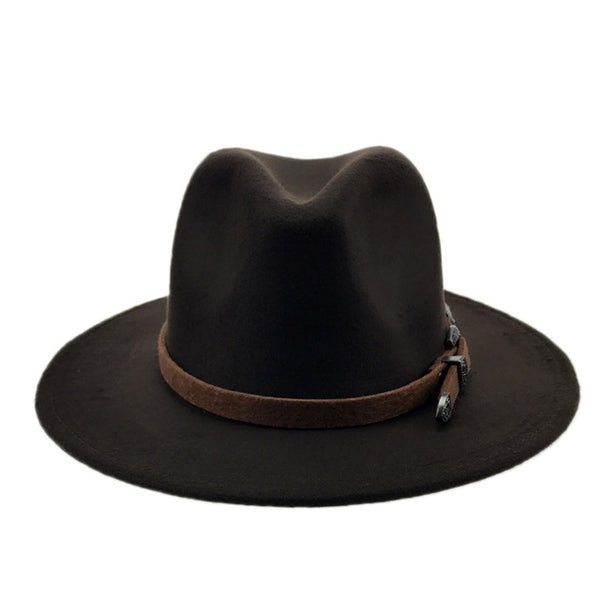 Wool Fedora Hat with Belt